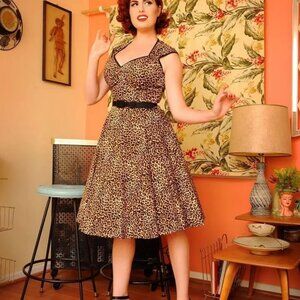 Pinup Couture Rockabilly Leopard Print Heidi Dress (no belt)